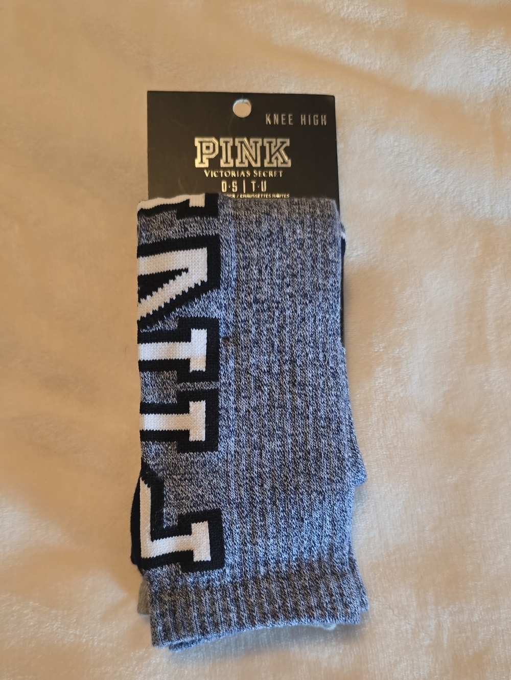 PINK Victoria's Secret Gray & Navy Knee High Athletic Socks
